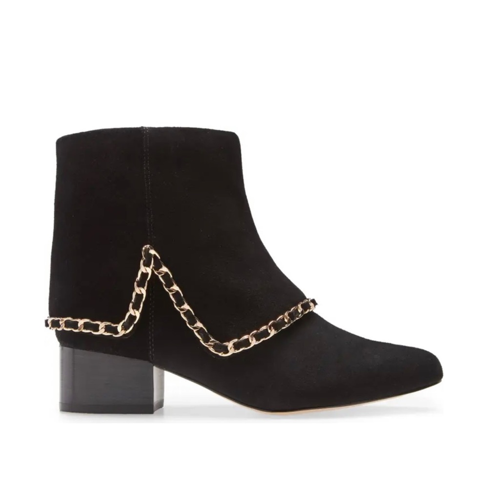 KARL LAGERFELD•Cassie Woven Chain Boot In Black Suede